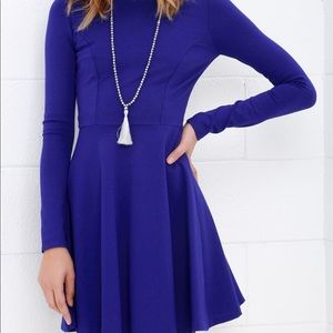 Lulu’s Forever Chic Royal Blue Long Sleeve Dress